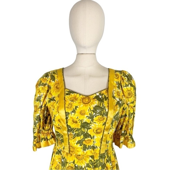 Vintage Isola Sunflower Midi Dress Size 38 - Picture 5 of 10